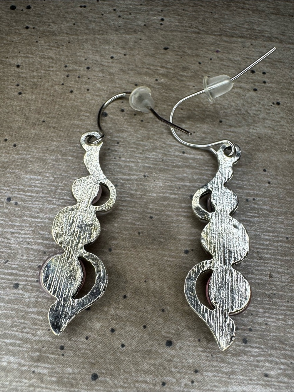 Silver-Tone Pink Drop Earrings - Picture 3 of 4